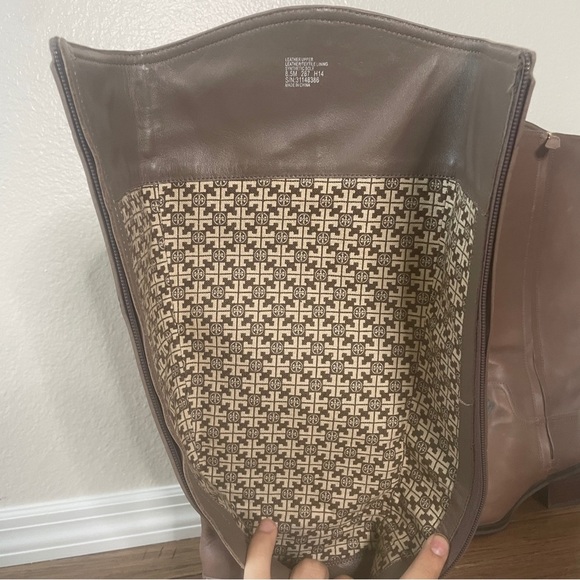 Tory Burch tan brown Leather Knee-High Boots zip up boots fall boots block heel - Picture 13 of 16